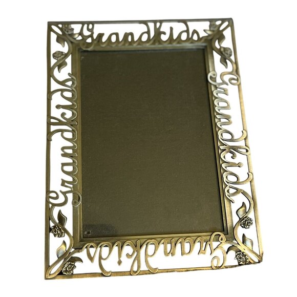 Lot of 2 Picture Frames Grandpa Wood Holds 4 X 6”, Grandkids Metal Holds 5 X 7" - Picture 3 of 6